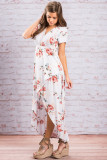 White Grounding Petals Print Boho Maxi Dress