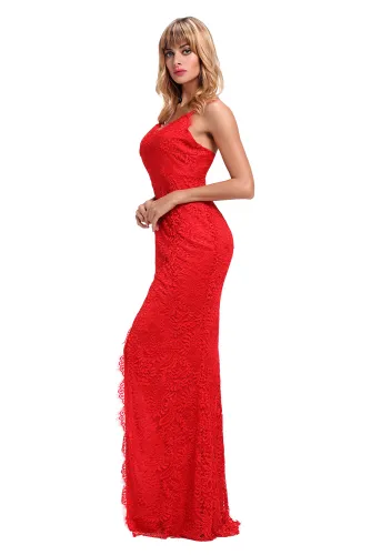Red Yum Lacy Lace Bridal Wedding Party Gown