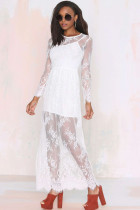 White Reverse Lace Lady Maxi Dress
