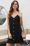 Black Buttoned Slip Dress