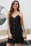 Black Buttoned Slip Dress