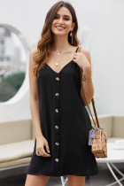 Black Buttoned Slip Dress