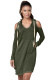 Green Long Sleeve Cold Shoulder Hooded Dress