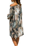 Multicolor Geometric Pattern Loose T-shirt Dress