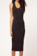 Black Cut out Backless O Neck Bodycon Midi Dress