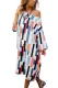 Blue Geometric Pattern Loose T-shirt Dress