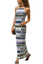 Multicolor Zigzag Pattern Holiday Maxi Dress