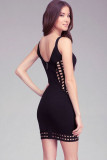 Black Grid Cut-out Bandage Dress