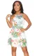 White Floral Open Back Fit-and-flare Mini Dress