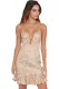 Glittering Embellishment Nude Lacing Back Mini Dress
