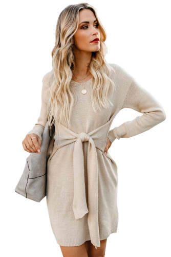Apricot Don’t Let Me Go Tie Sweater Dress