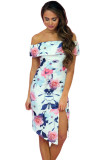 Bloom Off The Shoulder Floral Dress with Slit