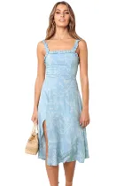 Sky Blue Botanical Print Dress