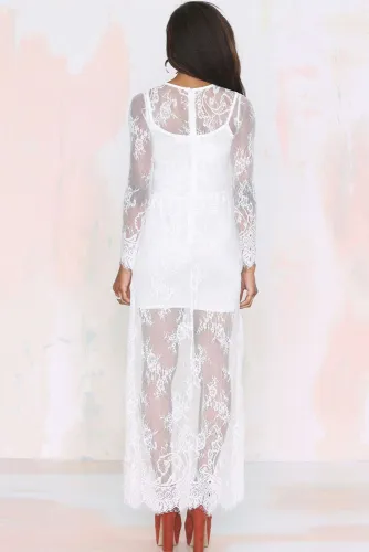 White Reverse Lace Lady Maxi Dress