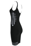 Black Grid Cut-out Bandage Dress