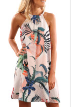Sky Blue Floral Print Sleeveless Mini Dress