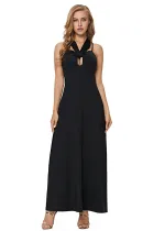 Black Self Tie Ribbon Wrap Maxi Dress