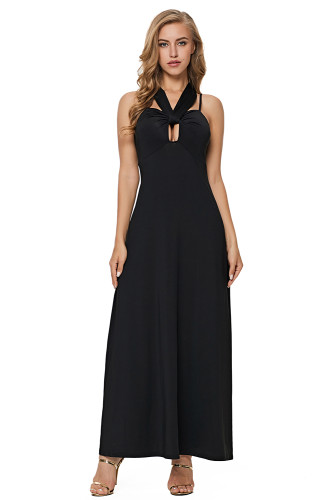 Black Self Tie Ribbon Wrap Maxi Dress