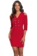 Red Cold Shoulder Sleeved Bodycon Mini Dress