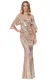 Apricot Off The Shoulder Sequined Maxi Dress
