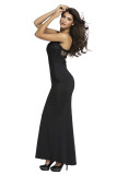 Lace Embellished Sleeveless Maxi Evening Dress