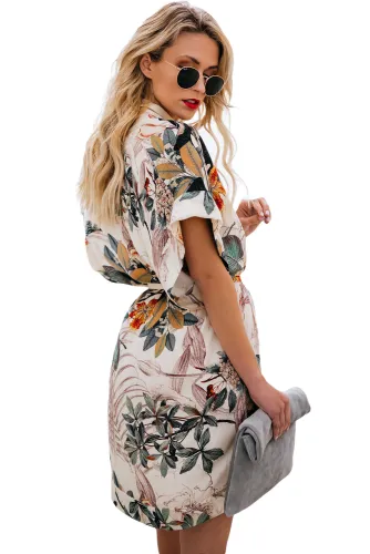Multicolor Chrysanthemum Kimono Dress