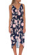 Blue V Neckline Sleeveless Floral Dress