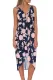 Blue V Neckline Sleeveless Floral Dress