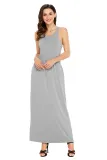 Grey Racerback Maxi Dress with Pockets