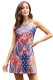 Navy Coral Bohemian Print Racerback Dress