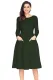 Olive Bateau Collar Casual Big Pocket Skater Dress