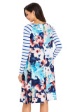 Multiple Floral Print Stripe Raglan Sleeve Dress
