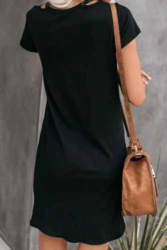 Black Clear Skies Jersey Twist T-Shirt Dress
