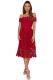 Red Off Shoulder Short Sleeve Crochet Party Dress