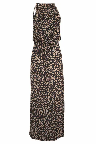 Black Floral Pattern Maxi Dress