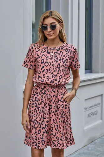 Brown Cheetah Tunic Dress