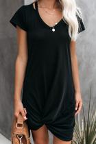 Black Clear Skies Jersey Twist T-Shirt Dress