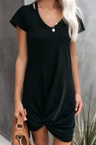 Black Clear Skies Jersey Twist T-Shirt Dress
