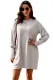 Khaki Autumn Winter Long Lantern Sleeve Knitted Sweatshirt Dress