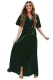 Green Velvet Pleated Wrap Tie Waist Maxi Dress