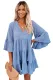 Sky Blue Cotton Tiered Babydoll Tunic Dress