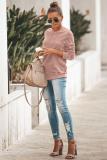 Pink Crewneck Long Sleeve Casual Solid Sweatshirt