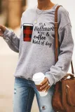 Coffee and Slogan Print Pullover Sweatshirt