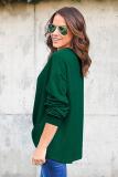 Green Knot Twist Front Long Sleeve Casual Pullover Sweatshirt