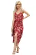 Red Print Wrap Midi Dress