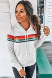 Gray Rainbow Stripes Hoodie
