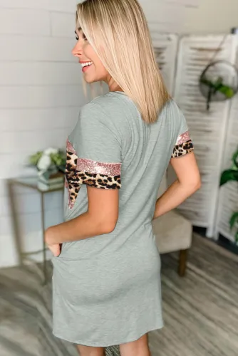 Sequin Leopard Print Knit Dress