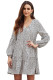 White Leopard Ruffle V-Neck Flowy Loose Tunic Dress