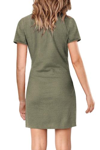Green Short Sleeve Tie Waist T-Shirt Mini Dress