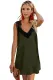 Green V Neck Lace Shoulder Sleeveless Mini Dress